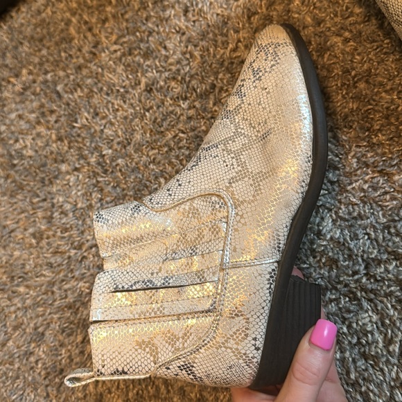 Ashley Blue Faux Snakeskin Ankle Booties - Picture 8 of 9